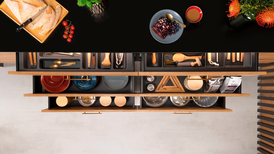 Вигляд зверху на відкриту систему Matrix S Slim з внутрішньою організацією простору