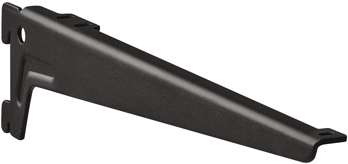 Консоль без прикручивания 380 мм черная нагрузки 55 кг c 2-мя крюками 2.5 мм толщина