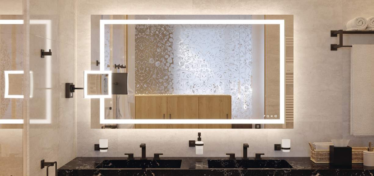 Розумне настінне дзеркало з LED підсвіткою, bluetooth, mp3, 1200 x 900 мм