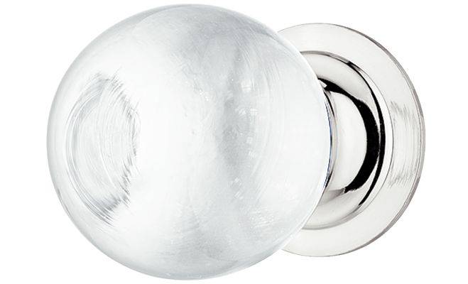 Ручка кнопка хромированная полированная стеклянная 30x43 мм