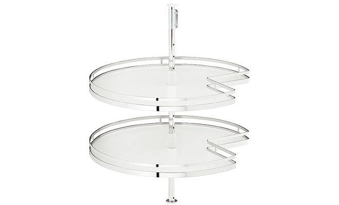 Комплект поворотной фурнитуры на 3 4 круга с двумя полками Arena Style хром белый 800 мм