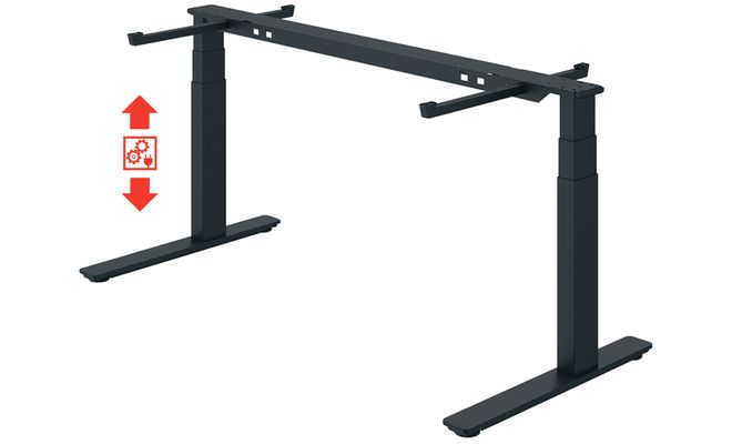 Комплект фурнитуры для стола 2000 х 600 мм с регулировкой высоты 595-1,255 мм черный