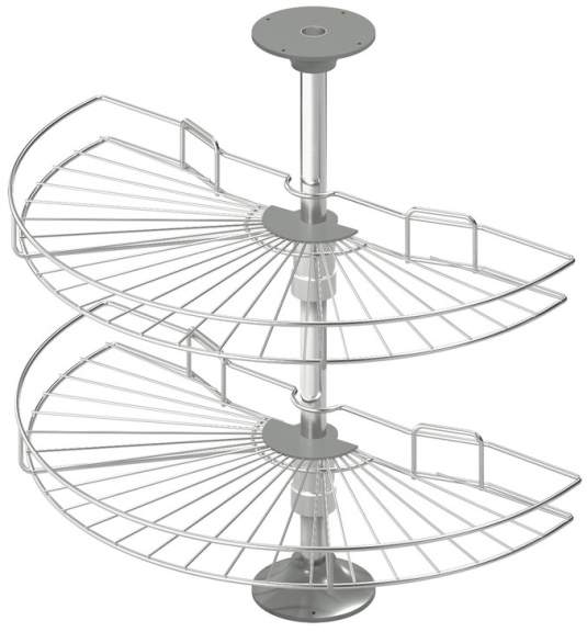 Фурнитура карусельного типа для угловых шкафов на половину круга хром, диаметр 740 мм проволочная корзина