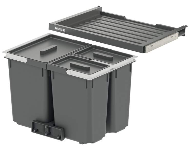 Система сортування сміття Hafele Basic S3 2x7 + 9 л для шафи 500 мм 50191420